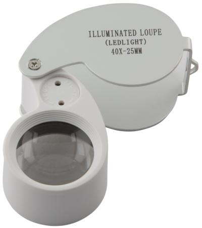 UDGÅET! Lup, 40 x forstørrelse, med lys