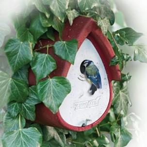 Schwegler, 1MR, fuglekasse, træbeton, 19x27x23 cm, rød