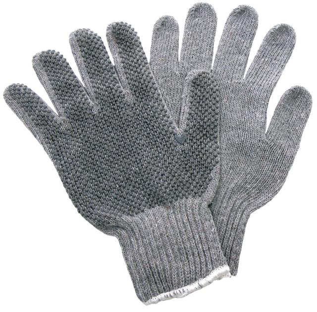 Loblon, strikhandske, grå, m/dubber, Hovednr.