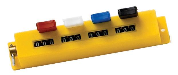 Tælleværk, 4-delt, gul