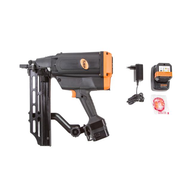 Gaspistol til kramper, med kuffert, 2 stk. batterier + oplad