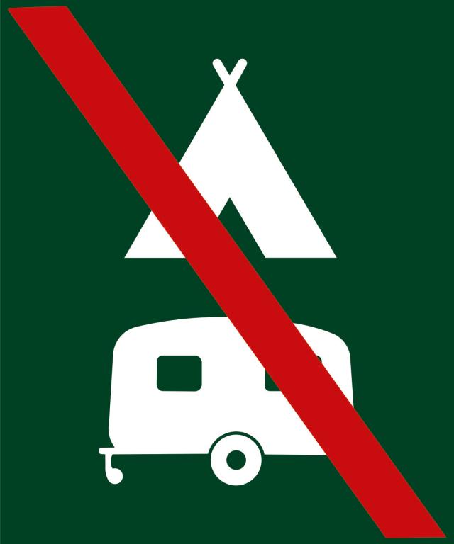 Skilt: Camping/Campingvogn forbudt, 10 x 10 cm