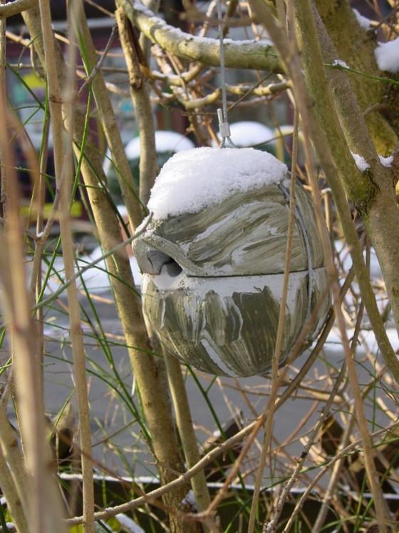 Schwegler, fuglekasse,1ZA, træbeton, gærdesmutte, rund, grøn