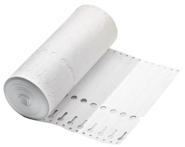 Tyvek-edb sløjfeetiket, 1.275 x 22 cm, 1000 stk./rulle, hvid