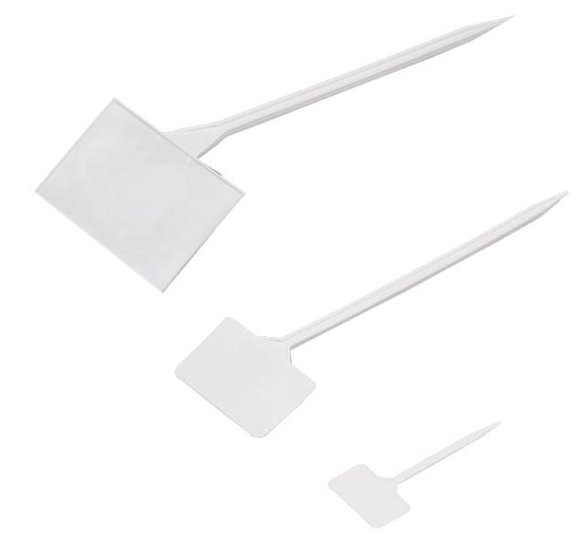 Standetiket, PVC, 3,5 x 5 cm, 100 stk./pose, hvid, H: 15 cm