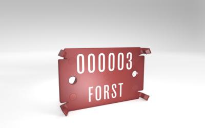 Signumat, løv, 002, rød, med hvid tekst